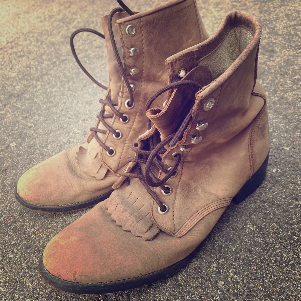 Justin vintage new buck leather boots